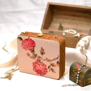 Indian Clutch, Pink Floral Indian Clutch, colorblock indian clutch, vibrant colors indian culture