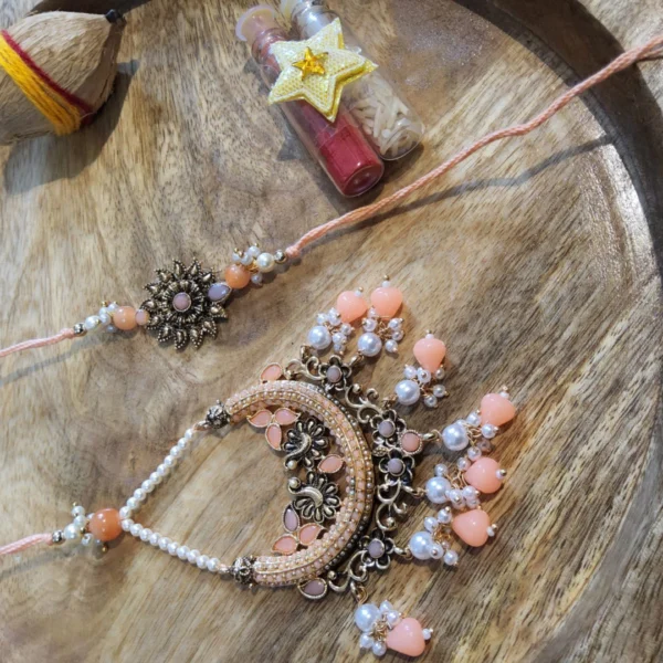 jewel rakhi, rakhi and lumba set online, designer rakhi lumba, evil eye lumba rakhi, fancy rakhi lumba set, beautiful jewel rakhi with lumba set