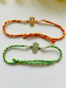 Combo Green and Red Seraphic String Rakhi, rakhi for brother, best rakhi for brother, rakhi gift set for brother