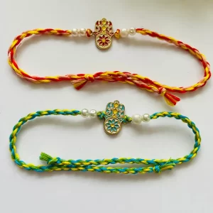 Combo Green and Red Seraphic String Rakhi, rakhi for brother, best rakhi for brother, rakhi gift set for brother