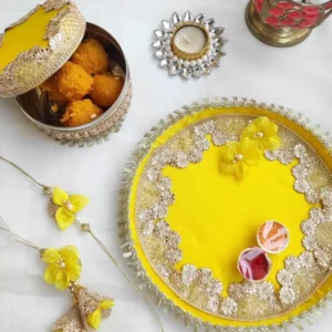 Celestial Yellow Rakhi Thali Hamper