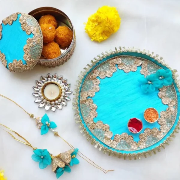 Celestial Blue Rakhi Thali Hamper