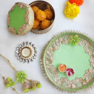 Celestial Green Rakhi Thali Hamper