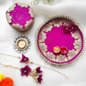 Celestial Dark Pink Rakhi Thali Hamper