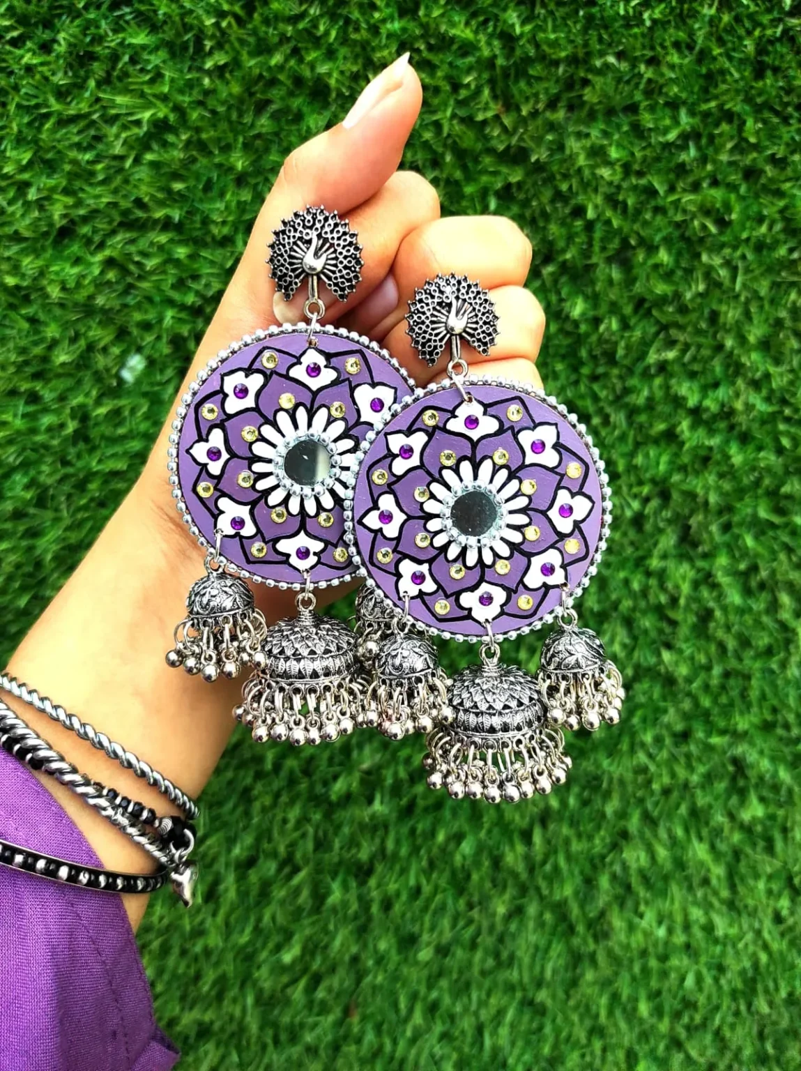 Dua Small and Colourful Jhumka Earrings – SOKORA JEWELS