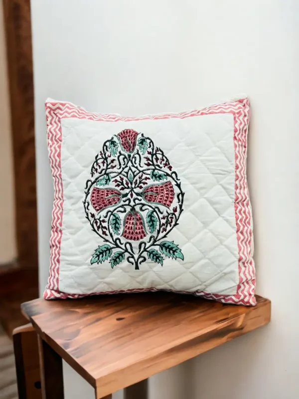 hand block printed cusion cover, floral cushions covers, green floral pillow covers, floral pillow covers 20x20, floral lumbar pillow cover