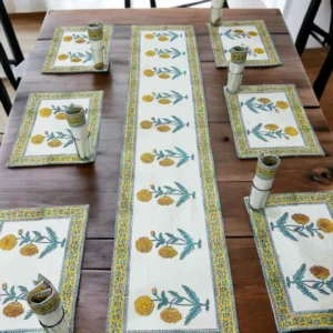 table mat set, table mat set with runner, dining table runner and placemats set, table runner and placemats together