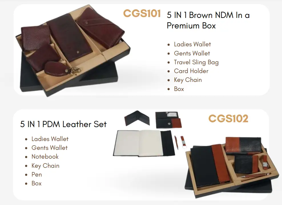 leather sets, corporate bulk gifting, diwali gift hamper, ladies wallewt gents wallet notebook gift set
