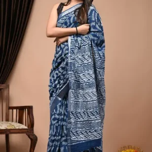 linen saree Dusk Delight_ Hand Block Printed Linen Saree Set - Mauve Marvel, hand design print saree, bishnupuri katan silk block print, chanderi silk hand design printed saree