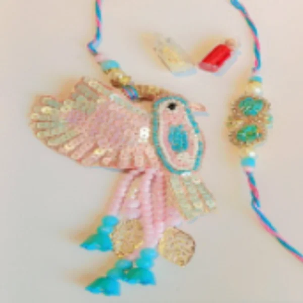 Divine Thread Rituals – Designer Couple Rakhi Gift Set in Multi Shades for Brother & Bhabhi