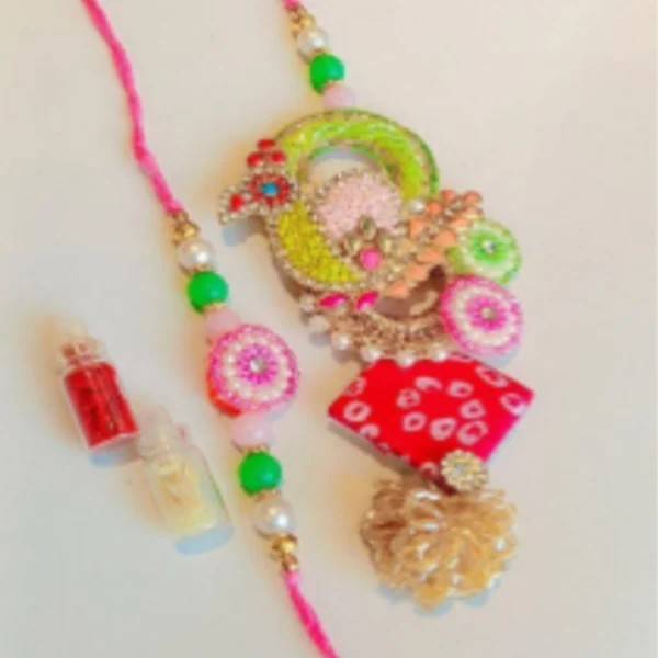 Earthy Love Edition – Designer Couple Rakhi Gift Set in Multi Shades for Brother & Bhabhi