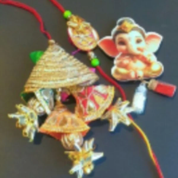 Floral Spark Set – Designer Couple Rakhi Gift Set in Multi Shades for Brother & Bhabhi