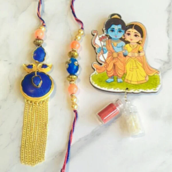 Glitter Harmony Pair – Designer Couple Rakhi Gift Set in Red2 Shades for Brother & Bhabhi