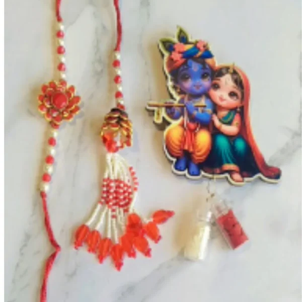 Simple Grace Combo – Designer Couple Rakhi Gift Set in Elegant Shades for Brother & Bhabhi