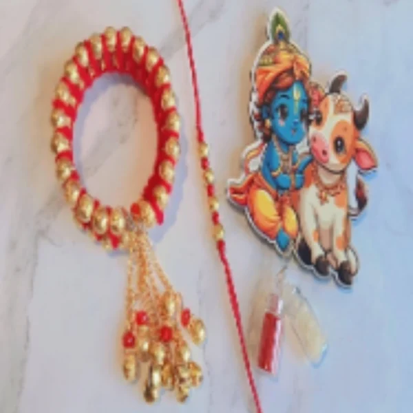 Celebration Threads – Designer Couple Rakhi Gift Set in Red Shades for Brother & Bhabhi