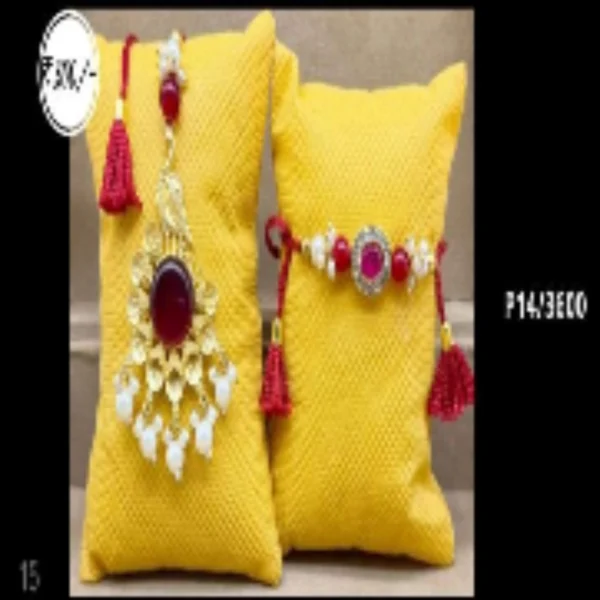 Meenakari Magic Edition – Designer Couple Rakhi Gift Set in Green Shades for Brother & Bhabhi
