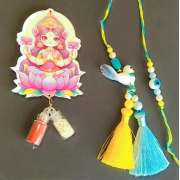 Color Burst Combo – Designer Couple Rakhi Gift Set in Elegant Shades for Brother & Bhabhi