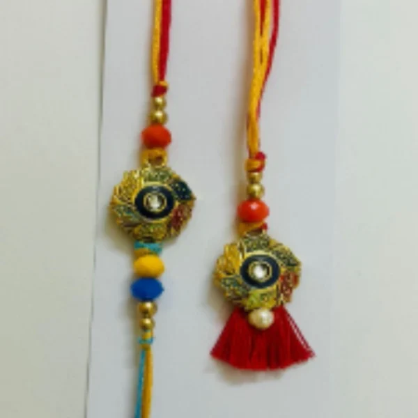 Velvet Radiance Set – Designer Couple Rakhi Gift Set in Elegant Shades for Brother & Bhabhi