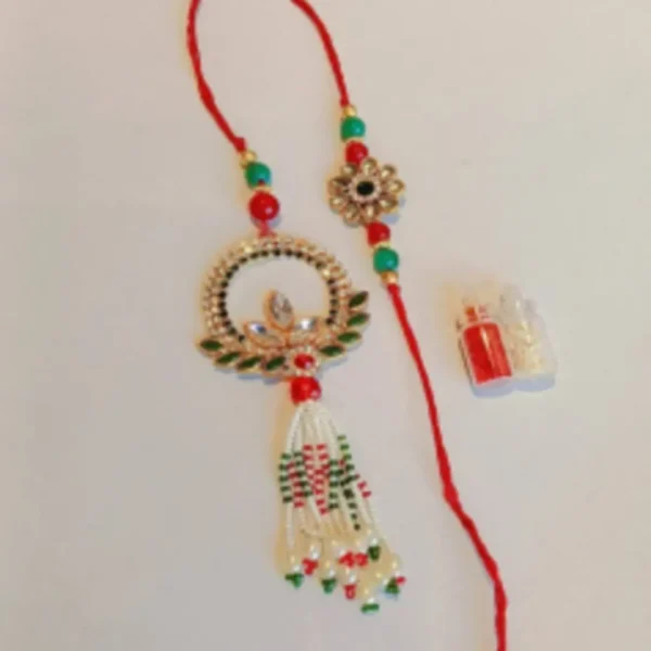 Brother-Bhabhi Delight – Designer Couple Rakhi Gift Set in Multi Shades for Brother & Bhabhi –