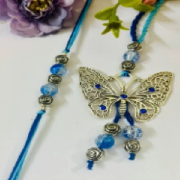 Royal Zari Rakhi Set – Designer Couple Rakhi Gift Set in Elegant Shades for Brother & Bhabh