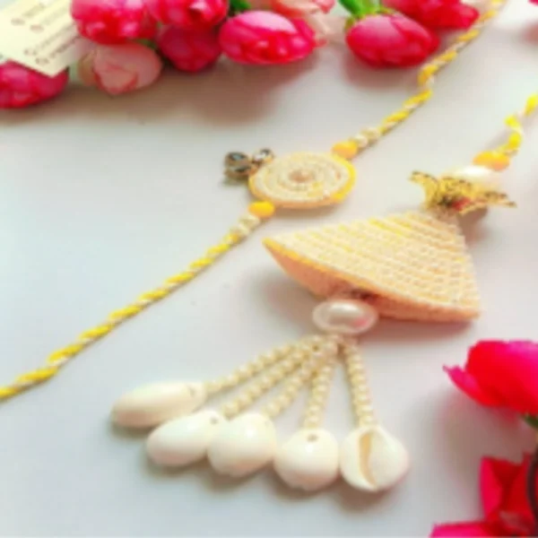 Pastel Tradition Pack – Designer Couple Rakhi Gift Set in White Shades for Brother & Bhabhi