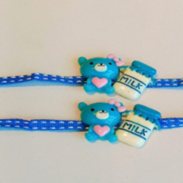Blue Themed Kids Rakhi Combo – Pack of 2 Stylish Rakhis with Cartoon Charms