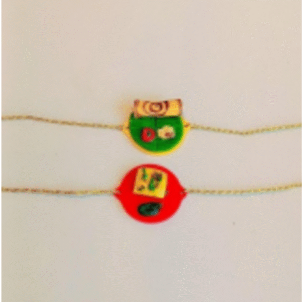 Red Themed Kids Rakhi Combo – Pack of 2 Cute Cartoon Rakhis for Children