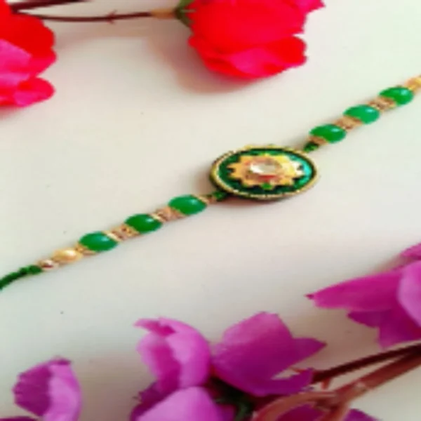 Elegant Green Rakhi Set Of 3 Rakhi