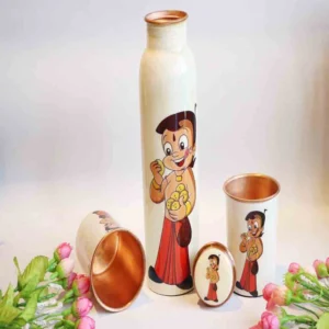 Copper Bottle Set – Printed with Glasses & Box