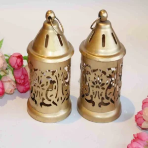 Metal Temple T-Light Holder – Set of 2 with Hanging Loop
