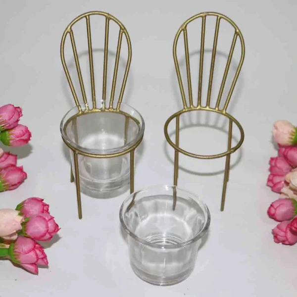Chair Shape Glass T-Light Holder – Set of 2