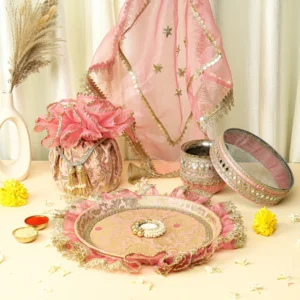 Premium Banarasi Karwachauth Set with Organza Frill