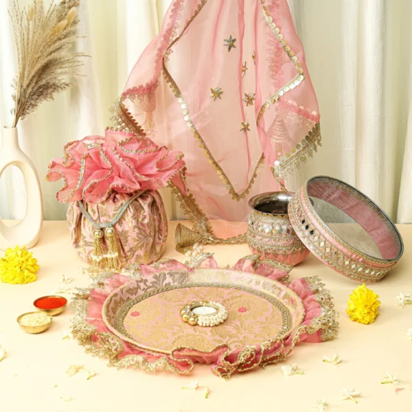 Premium Banarasi Karwachauth Set with Organza Frill