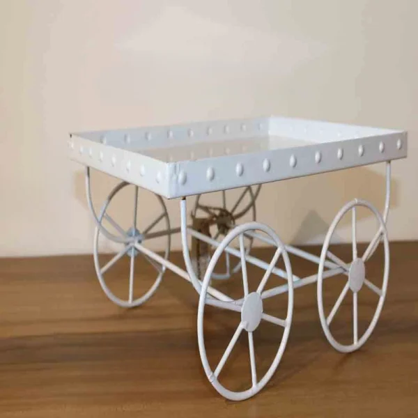 Handcrafted Metal Thelaa Tray – Small White Decorative Piece