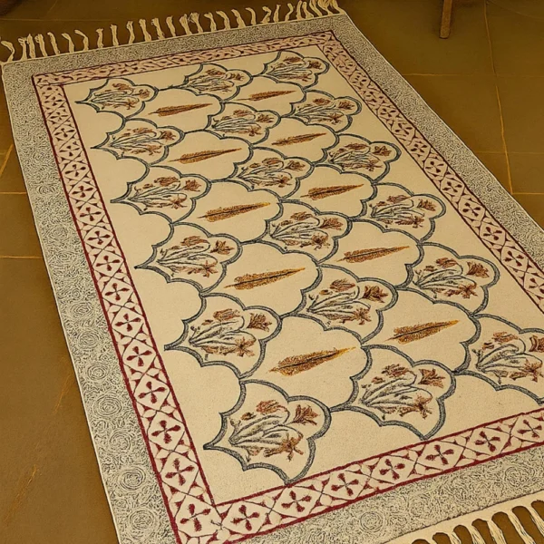 Handmade Block Printed Rug – 4x6 ft - Image 8