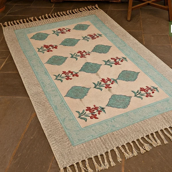 Handmade Block Printed Rug – 4x6 ft - Image 6