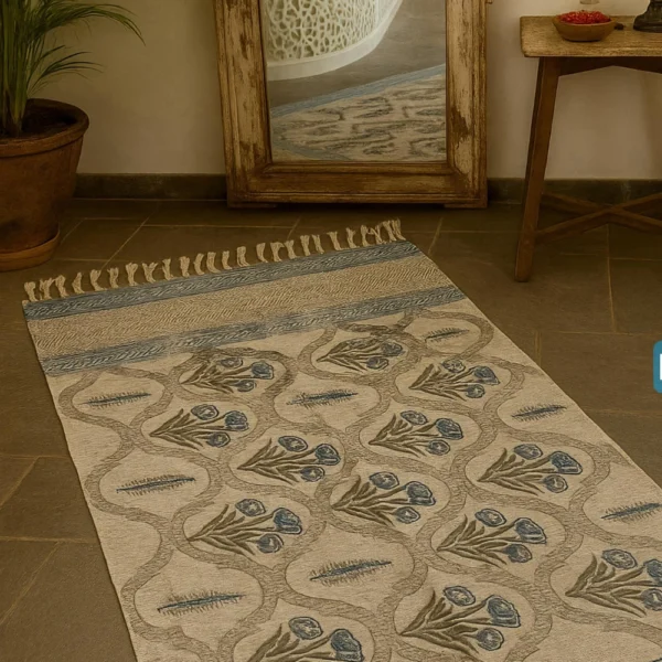 Handmade Block Printed Rug – 4x6 ft - Image 5