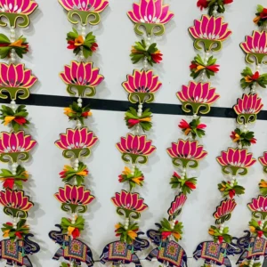 Beautiful MDF Lotus & Elephant with Leaf Hanging (Pair)