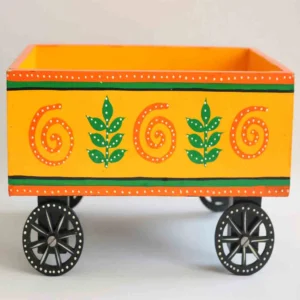 Handmade Decorative Cart – Elegant Orange Home Décor Piece
