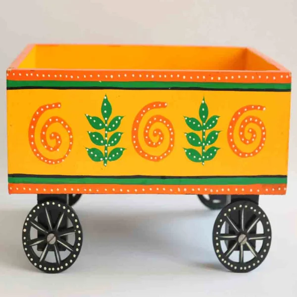 Handmade Decorative Cart – Elegant Orange Home Décor Piece