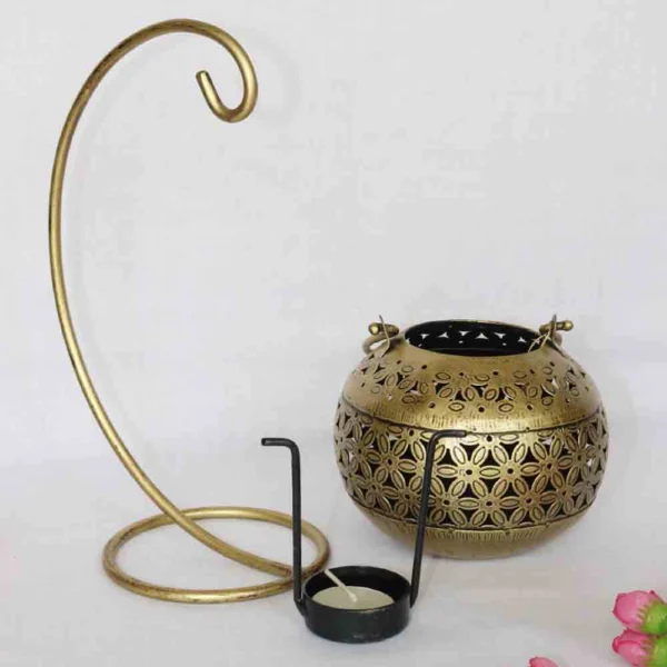 Golden Lota Stand – Decorative Home Accent for Pooja & Living Spaces - Image 2