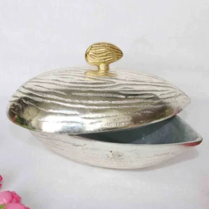 Silver Badam Decorative Showpiece – Elegant Home Décor Accent