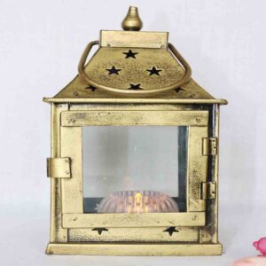 Golden Glass Lantern – Elegant Home & Festive Lighting Décor