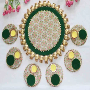 Rangoli With 6 Candle Holder (7 in 1) – Green