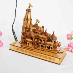 Wooden Ram Mandir with LED Light – Home Décor