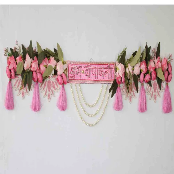Handcrafted Pink Bandhanwar – Festive Home Décor - Image 2