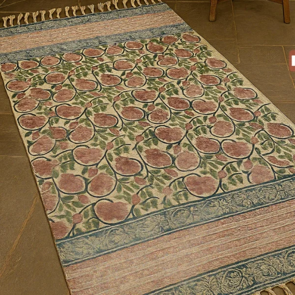 Handmade Block Printed Rug – 4x6 ft