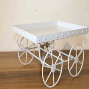 Handcrafted Metal Thelaa Tray – Large White Decorative Piece