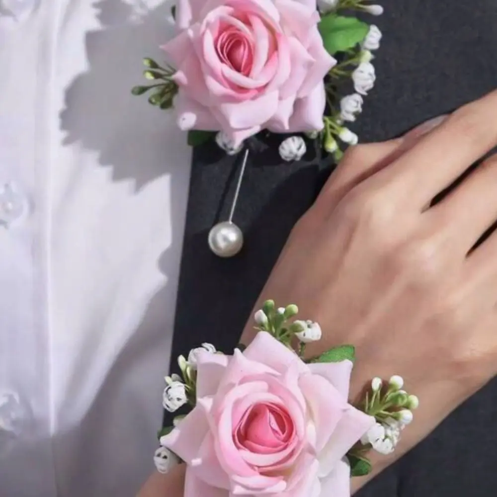 Wedding Favor Set: Rose Corsage & Lapel Brooch (Pack of 24)