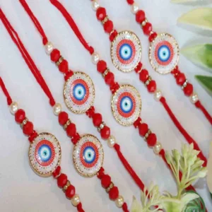 Divine Eye Protection Rakhi Set of 6 with Roli Chawal & Card
